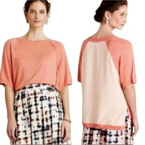 Anthropologie Moth East Falls Pullover Blouse Oversized Coral‎ Peach Modal Silk